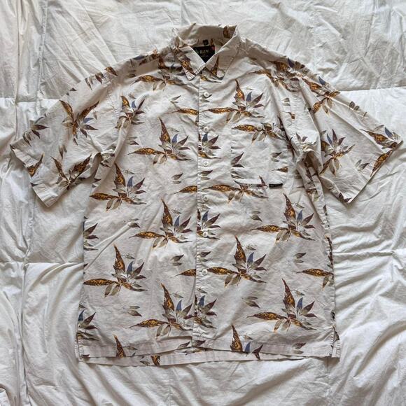 bay creek Vintage ivory hawaiian button up shirt tropical print cotton sz XL - Picture 2 of 8